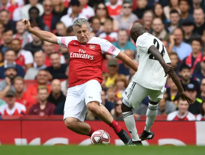 Framed Print : Arsenal Legends vs Real Madrid Legends: A Clash of Football Greats - Suker vs Makelele: A Legendary Rivalry Relived Framed Print : Arsenal Legends vs Real Madrid Legends: A Clash of Football Greats - Suker vs Makelele: A Legendary Rivalry Relived