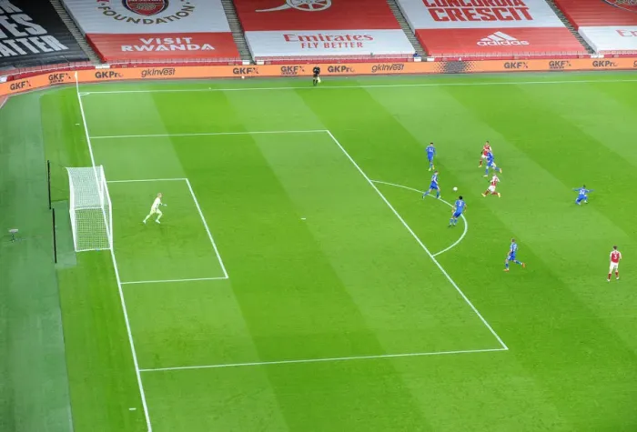 Framed Print : Empty Arsenal: Leicester City Showdown at the Ghostly Emirates (2020-21)