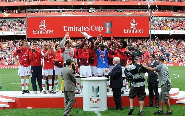 Arsenal lift the Emirates Cup Trophy