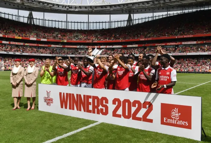 Framed Print : Arsenal Lift Emirates Cup after Victory over Sevilla in 2022 Pre-Season Friendly