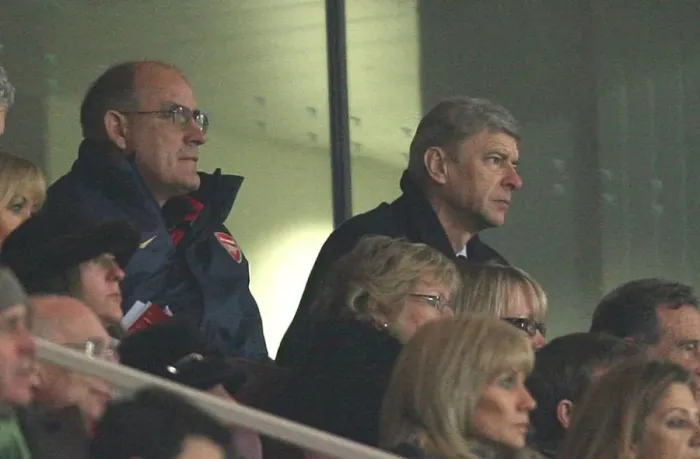 Framed Print : Arsenal manager Arsene Wenger and 1st team Coach watch the match from the Directors box