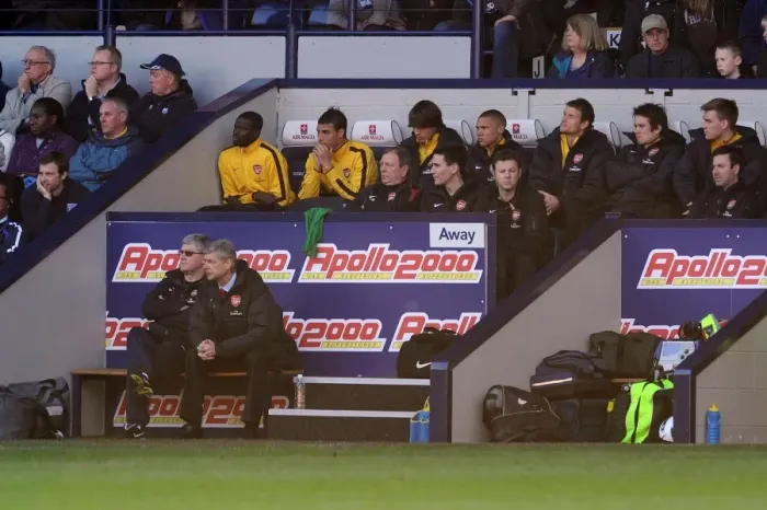 Framed Print : Arsenal manager Arsene Wenger and assistant Pat Rice. West Bromwich Albion 2: 2 Arsenal