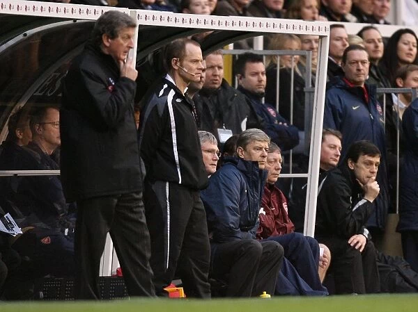 Arsenal manager Arsene Wenger and Fulham manager Roy Hodgson