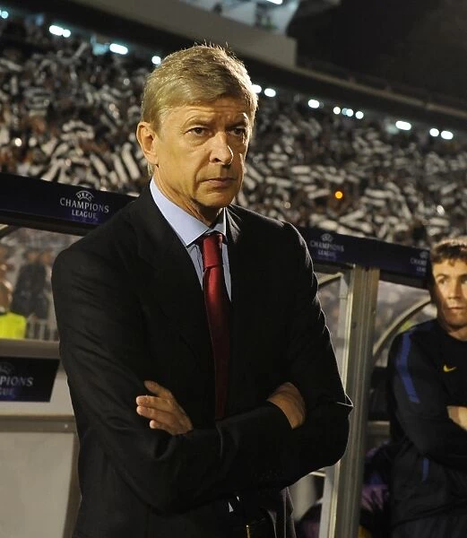 Arsenal manager Arsene Wenger. Partizan Belgrade 1: 3 Arsenal. UEFA Champions League