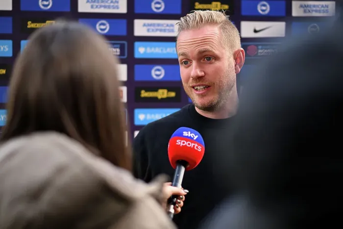 Framed Print : Arsenal Manager Jonas Eidevall Pre-Match Press Conference: Brighton & Hove Albion vs Arsenal (Barclays Women's Super League, 2023-24)