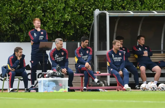 Framed Print : Arsenal Manager Mikel Arteta and Coaches Prepare for Arsenal v Ipswich Town Pre-Season Friendly Framed Print : Arsenal Manager Mikel Arteta and Coaches Prepare for Arsenal v Ipswich Town Pre-Season Friendly