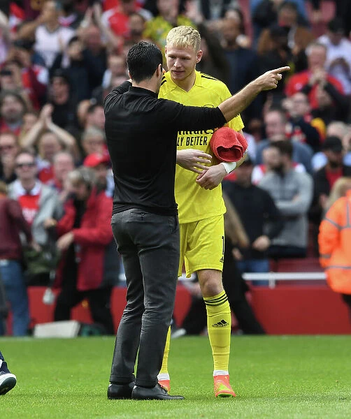 Arsenal Manager Mikel Arteta Consoles Aaron Ramsdale After Arsenal vs. Tottenham Match, 2022-23 Premier League