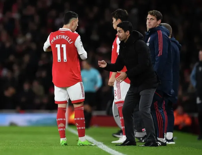 Framed Print : Arsenal Manager Mikel Arteta Guides Gabriel Martinelli during Arsenal vs Newcastle United, Premier League 2022-23 Framed Print : Arsenal Manager Mikel Arteta Guides Gabriel Martinelli during Arsenal vs Newcastle United, Premier League 2022-23