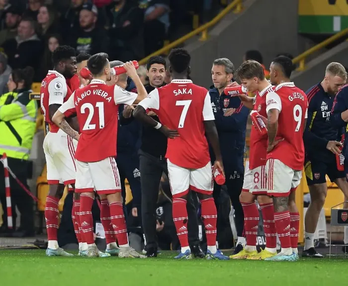 Framed Print : Arsenal Manager Mikel Arteta at Molineux: Wolverhampton Wanderers vs Arsenal FC, Premier League 2022-23