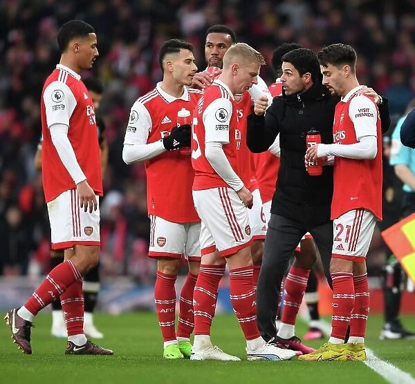 Arsenal Manager Mikel Arteta Motivating Team During Arsenal v AFC Bournemouth Premier League Match, 2022-23