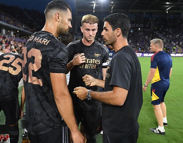 Arsenal Manager Mikel Arteta Planning Strategies with Players Ahead of Orlando City SC Clash (2022-23)