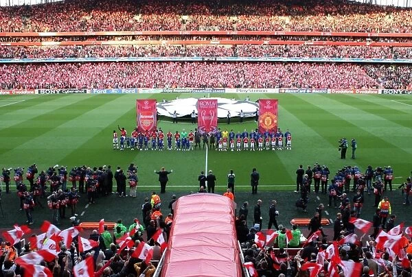 The Arsenal and Manchester United teams line ups before