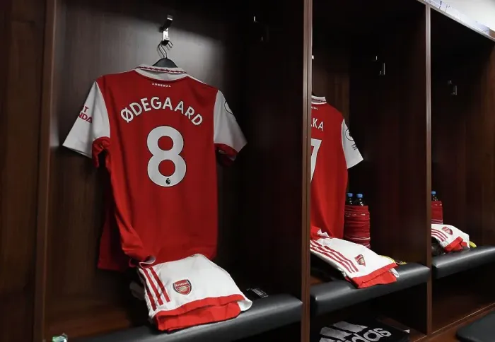 Framed Print : Arsenal: Martin Odegaard's Shirt in Arsenal Changing Room Before Leicester Match (Premier League 2022-23) Framed Print : Arsenal: Martin Odegaard's Shirt in Arsenal Changing Room Before Leicester Match (Premier League 2022-23)