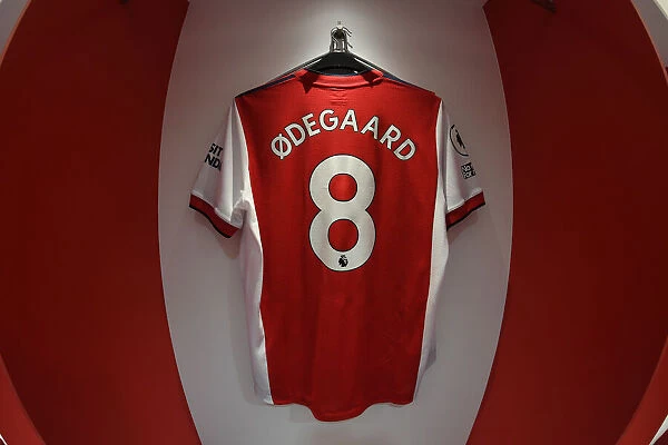 Arsenal: Martin Odegaard's Shirt in the Changing Room Before Arsenal vs Crystal Palace (Premier League 2021-22)