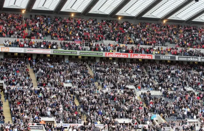 Framed Print : Arsenal and Newcastle fans before the match Framed Print : Arsenal and Newcastle fans before the match