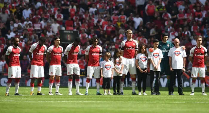 Framed Print : Arsenal Observes Minutes Silence Before FA Community Shield Clash Against Chelsea