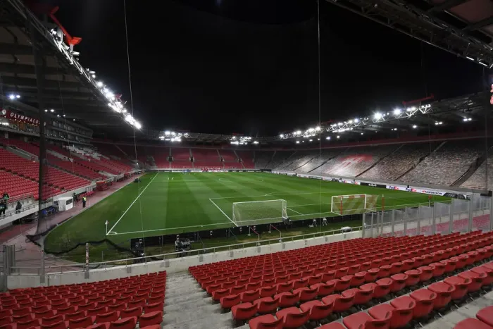 Framed Print : Arsenal at Olympiacos: UEFA Europa League Round of 16, Piraeus - Empty Stadium Amidst Coronavirus Pandemic Framed Print : Arsenal at Olympiacos: UEFA Europa League Round of 16, Piraeus - Empty Stadium Amidst Coronavirus Pandemic