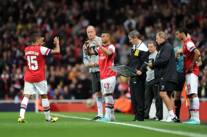 Framed Print : Arsenal: Oxlade-Chamberlain Exits, Gnabry Enters - Arsenal v Coventry City, Capital One Cup 2012-13