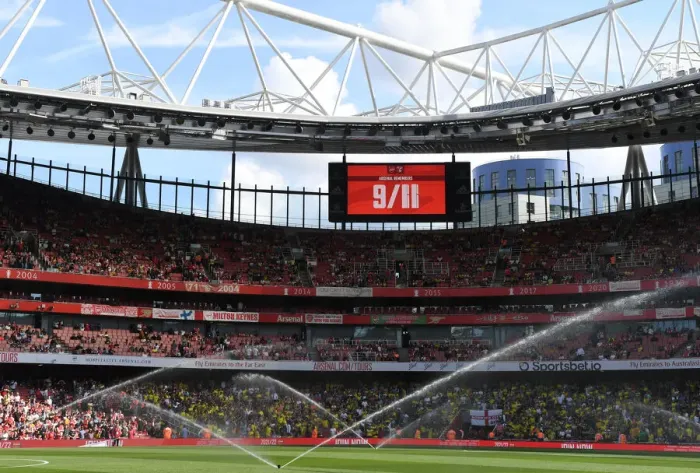 Framed Print : Arsenal Pays Tribute: 9 / 11 Victims Honored Before Arsenal vs. Norwich City, 2021-22 Premier League