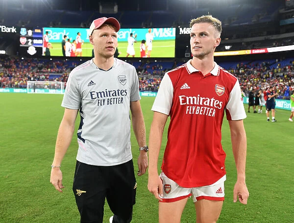 Arsenal Players Aaron Ramsdale and Rob Holding Post-Match in Baltimore During Pre-Season Tour against Everton
