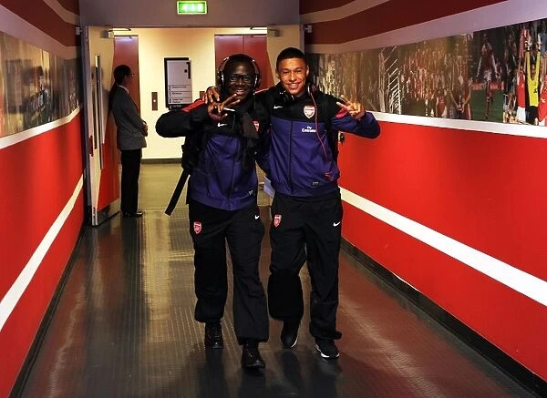 Arsenal Players Alex Oxlade-Chamberlain and Emmanuel Frimpong Before Capital One Cup Match vs Coventry City, 2012-13