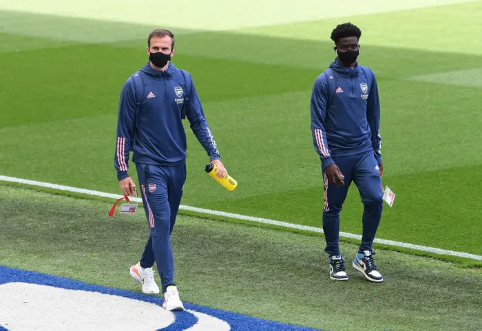 Framed Print : Arsenal Players Arrive at Brighton & Hove Albion Stadium before Premier League Clash (2020)