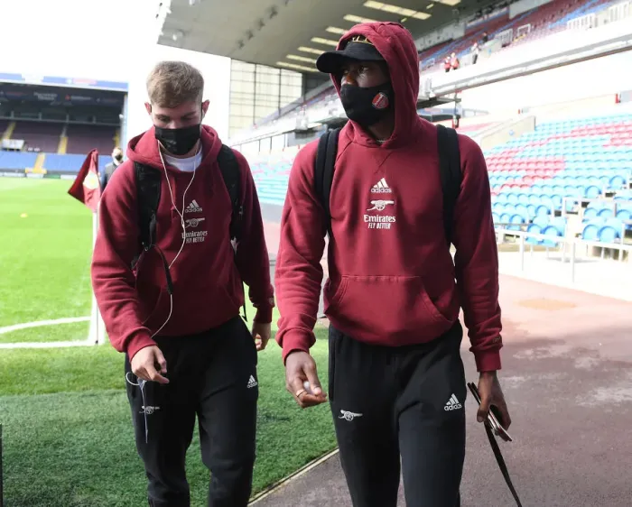 Framed Print : Arsenal Players Arrive at Turf Moor for Burnley Clash - Premier League 2021-22