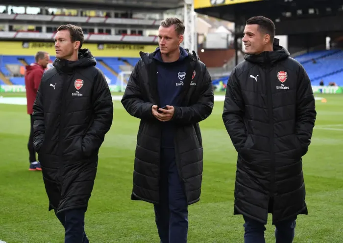 Framed Print : Arsenal Players Check Out Selhurst Park Pitch Before Crystal Palace Clash (2018-19)