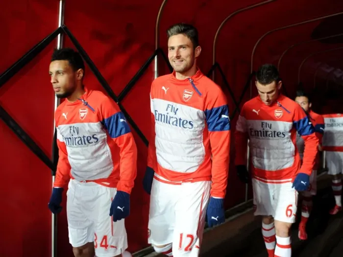 Framed Print : Arsenal Players Francis Coquelin and Olivier Giroud in the Tunnel Before Arsenal v Leicester City, Premier League 2015 Framed Print : Arsenal Players Francis Coquelin and Olivier Giroud in the Tunnel Before Arsenal v Leicester City, Premier League 2015