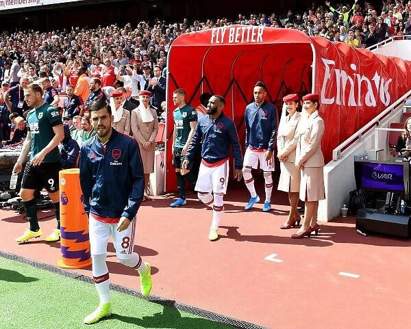 Arsenal Players Gather in Tunnel Before Arsenal v Burnley Premier League Clash at Emirates Stadium