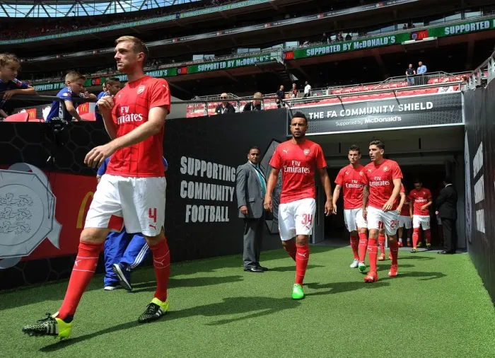 Framed Print : Arsenal Players Gear Up for Community Shield Showdown Against Chelsea