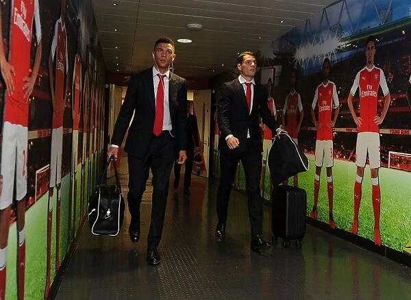 Arsenal Players Kieran Gibbs and Granit Xhaka Heading to the Changing Room before Arsenal vs Swansea City (2016-17)