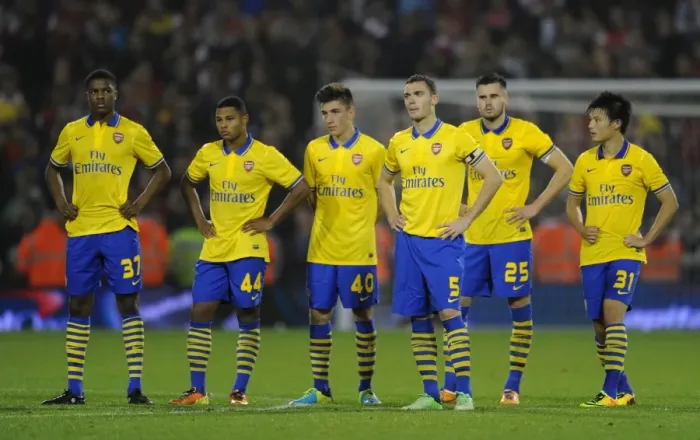 Framed Print : Arsenal Players Reaction: West Bromwich Albion vs Arsenal, Capital One Cup 2013-14
