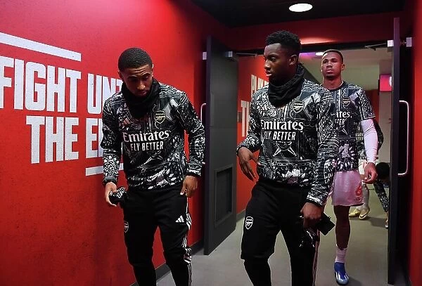 Arsenal Players Reunite: Nelson and Nketiah Deep in Conversation Before Arsenal v West Ham (2023-24)