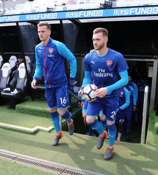Framed Print : Arsenal Players Rob Holding and Calum Chambers Warming Up Ahead of Newcastle United Clash Framed Print : Arsenal Players Rob Holding and Calum Chambers Warming Up Ahead of Newcastle United Clash