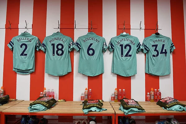 Arsenal Players Shirts in Arsenal Dressing Room Before Southampton Match