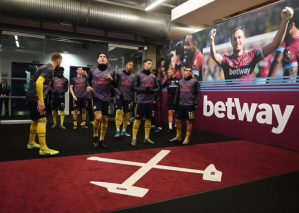 Arsenal Players in the Tunnel Before West Ham Clash, 2019-20 Premier League
