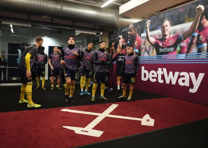 Framed Print : Arsenal Players in the Tunnel Before West Ham Clash, 2019-20 Premier League