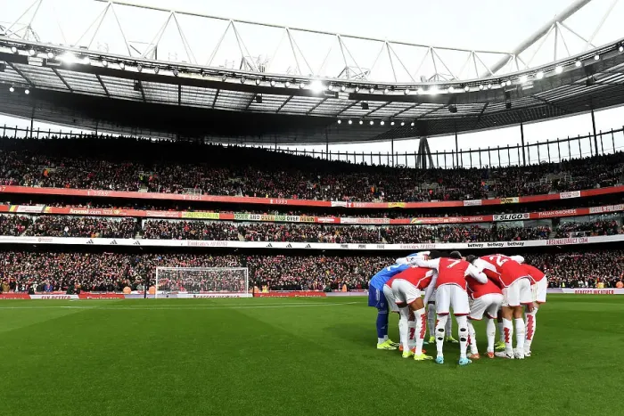 Framed Print : Arsenal Players Unite: Huddle Before Kickoff Against Crystal Palace (2023-24) Framed Print : Arsenal Players Unite: Huddle Before Kickoff Against Crystal Palace (2023-24)