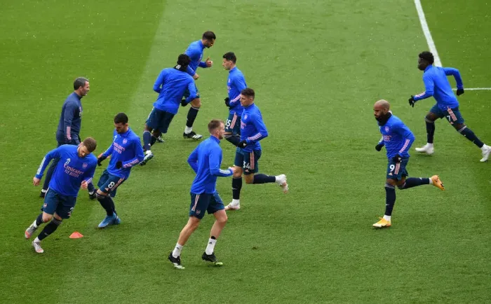 Framed Print : Arsenal Players Warm Up Ahead of Sheffield United Showdown in Premier League Framed Print : Arsenal Players Warm Up Ahead of Sheffield United Showdown in Premier League