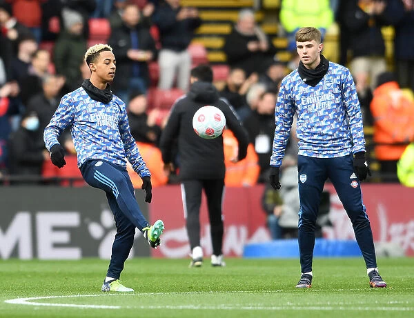 Arsenal Players Warm Up Ahead of Watford Clash in Premier League (2021-22)