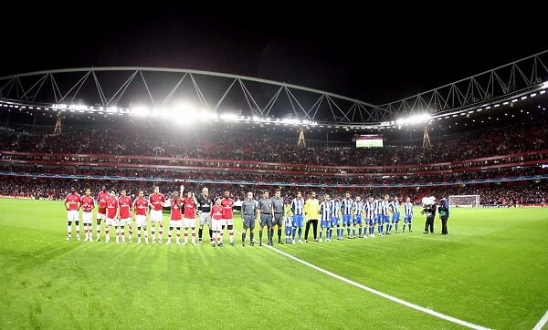 Arsenal and Porto teams line up before the match