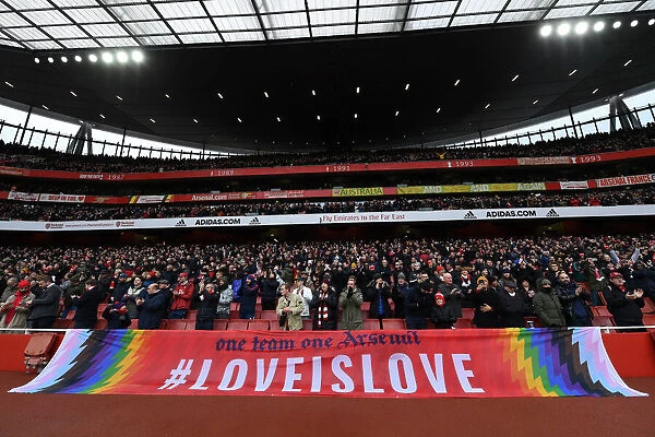 Arsenal Pride: Arsenal Gay Gooners Banner at Emirates Stadium During Arsenal vs Newcastle United Match, 2021-22