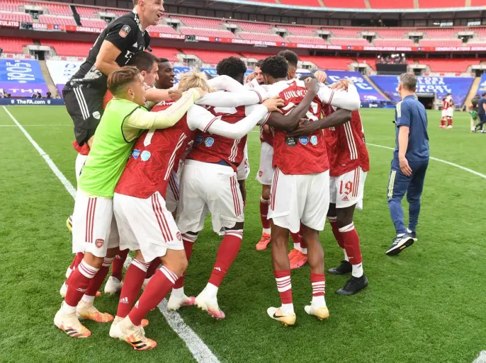 Framed Print : Arsenal Reclaim FA Cup Title in Empty Wembley Stadium: Arsenal vs. Chelsea (2020 FA Cup Final)