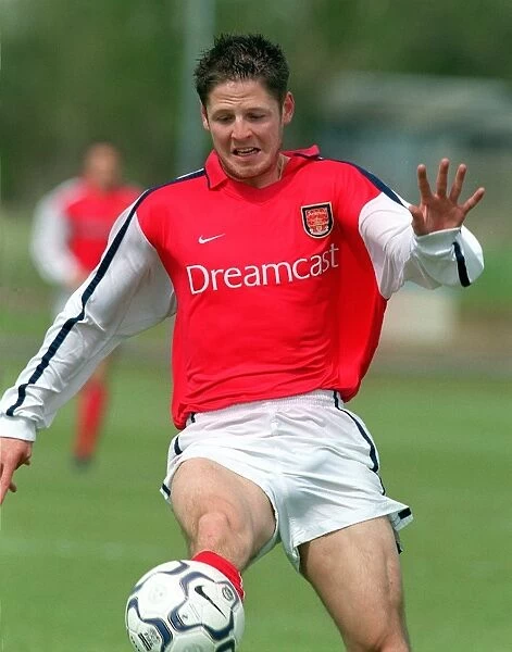 Arsenal Reserves vs Wimbledon Reserves: Graham Barrett in Action at Arsenal Training Ground (April 2001)