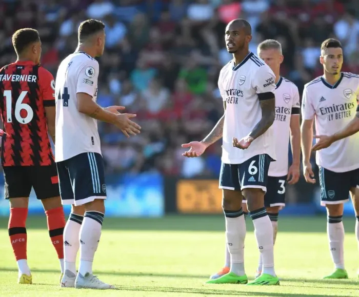 Framed Print : Arsenal Rivals Xhaka and Gabriel Clash in Intense 2022-23 Premier League Showdown Against AFC Bournemouth