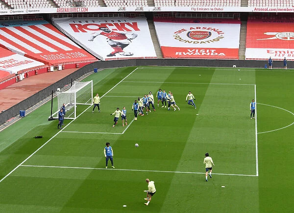 Arsenal Squad Training at Empty Emirates Stadium: Preparing for Arsenal vs Liverpool, Premier League 2021
