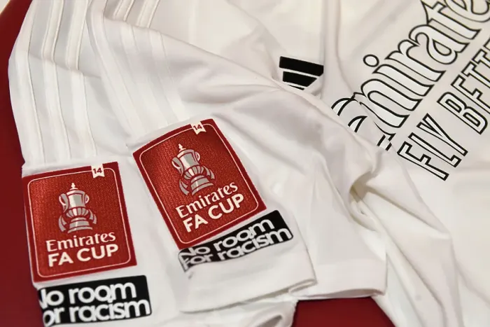 Framed Print : Arsenal Stands Against Racism and Violence: All-White Kit for FA Cup Match vs. Liverpool