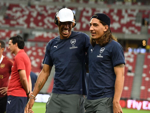 Arsenal Stars Aubameyang and Bellerin Before Clash Against Atletico Madrid, 2018 International Champions Cup, Singapore