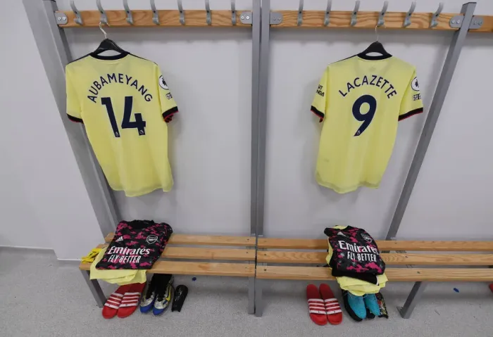 Framed Print : Arsenal Stars Aubameyang and Lacazette Ready for Battle: Brighton Showdown (2021-22)